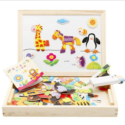 Magnetic Wooden Drawing Board & Puzzle
