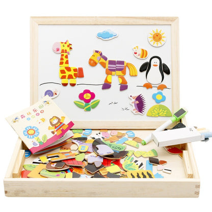 Magnetic Wooden Drawing Board & Puzzle