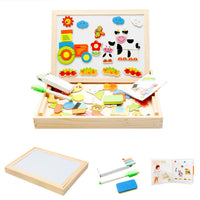 Magnetic Wooden Drawing Board & Puzzle